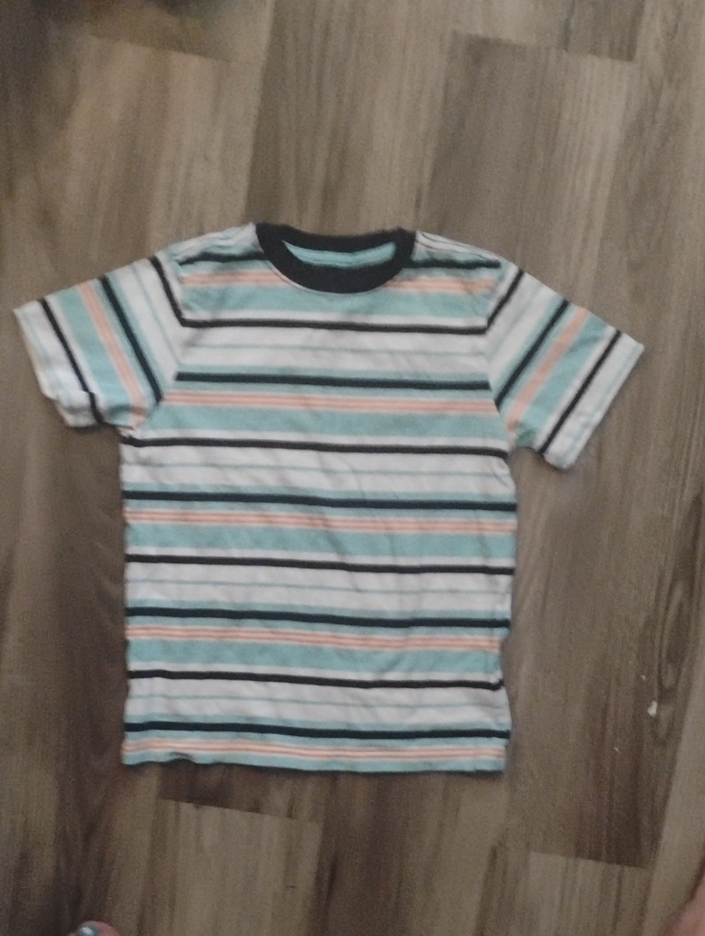 Gymboree Short Sleeve Striped Tee in Mint, Peach & Black